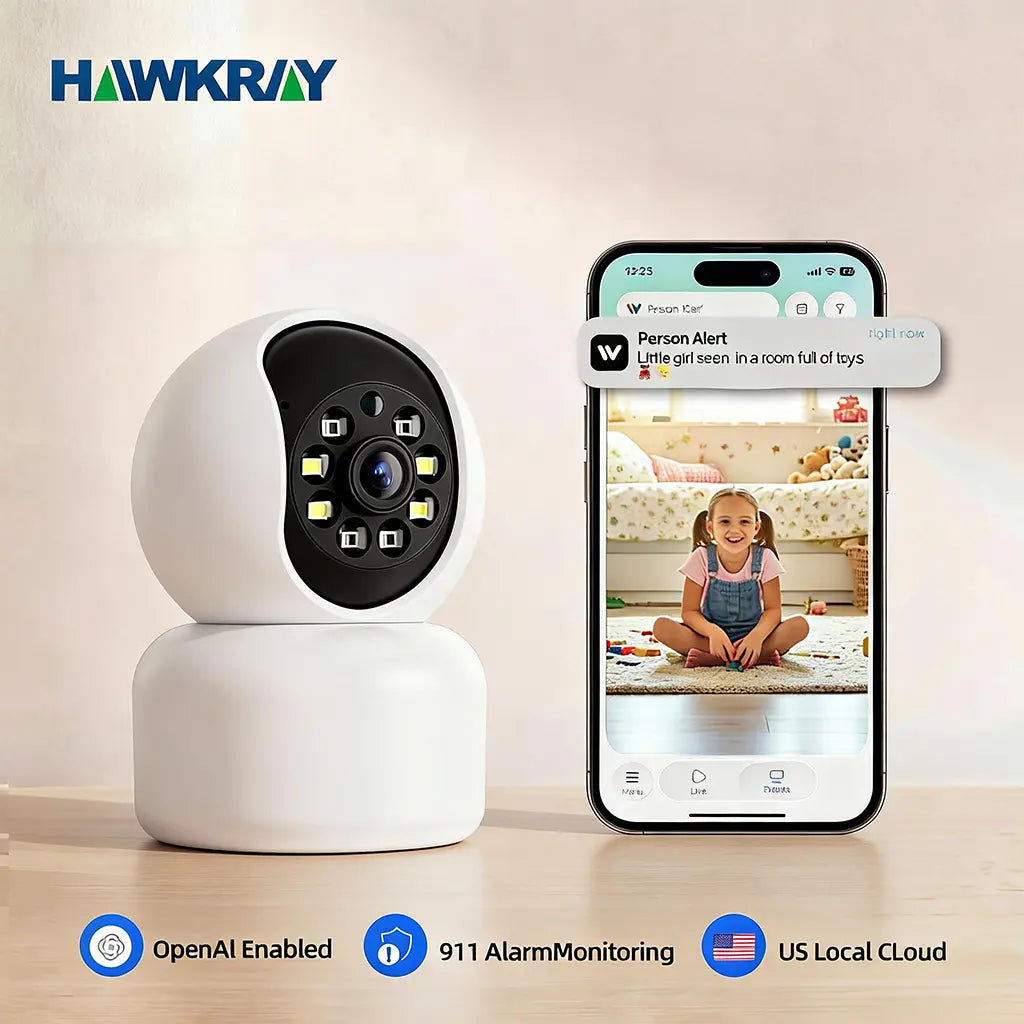 【Pet Monitoring】Hawkray Smart Pet Monitor for Multi-Pet Homes | 360° Coverage | 3MP 2K HD | AI Pet Recognition | 2-Way Audio & Home Security​
