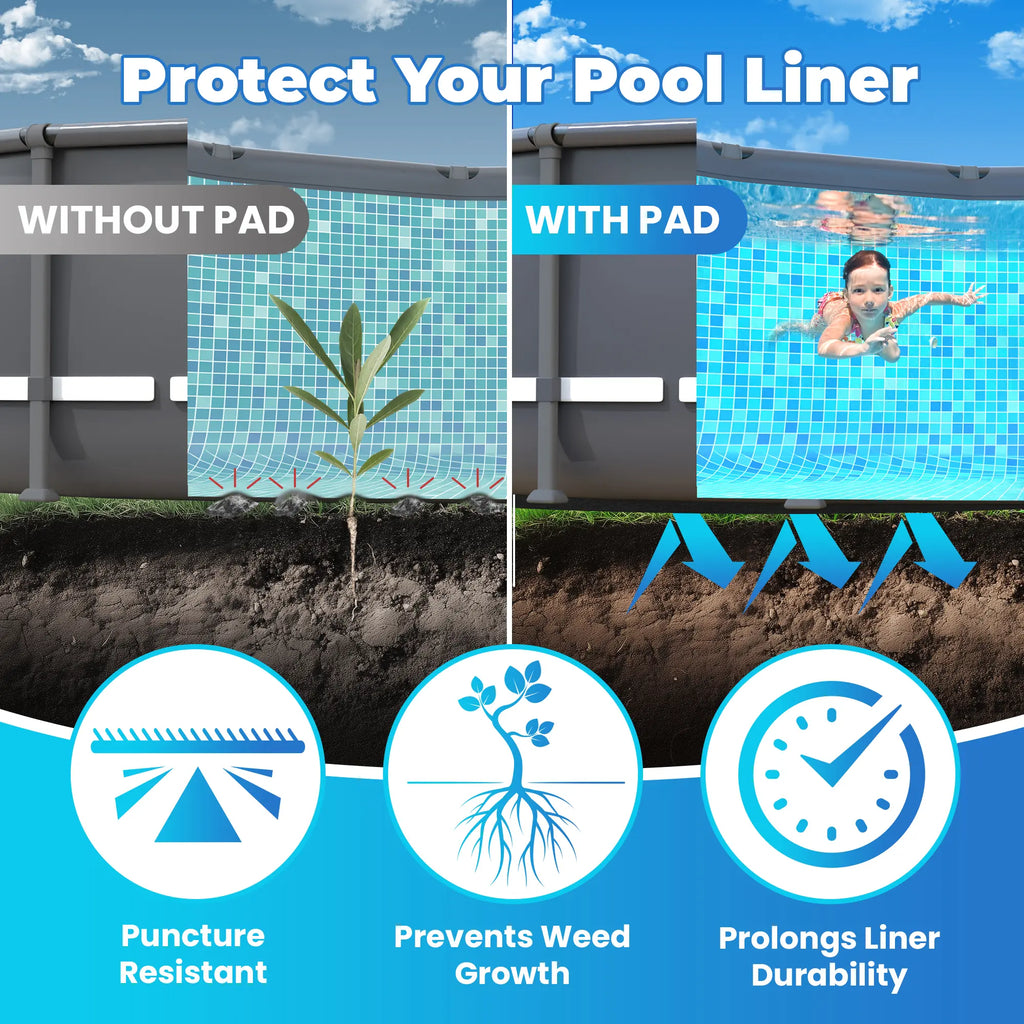 Aquajoyer Thicker Heavy Duty Pool Liner Pad for above Ground Pool, Pool Padding Underlayment for Pool Bottom, Protects Pool Prevents Punctures Weed Barrier Comfortable Underfoot