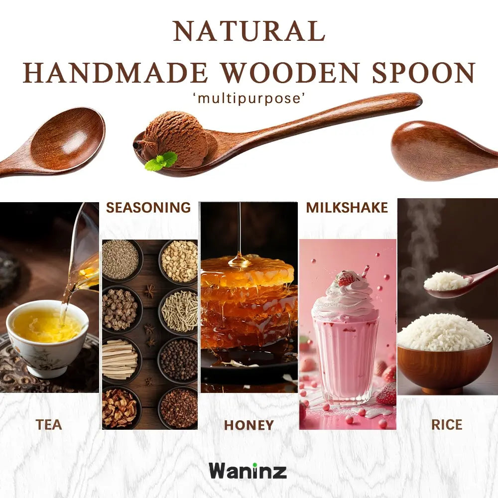 Natural Wooden Spoon Set, 4/6 Counts Durable Eco‑Friendly Long-Handle Cooking Spoons in Multiple Sizes for Kitchen Cooking, Baking and Serving Kitchen Utensils Tool Wooden Cooking Tools #GLOBAL PICKS