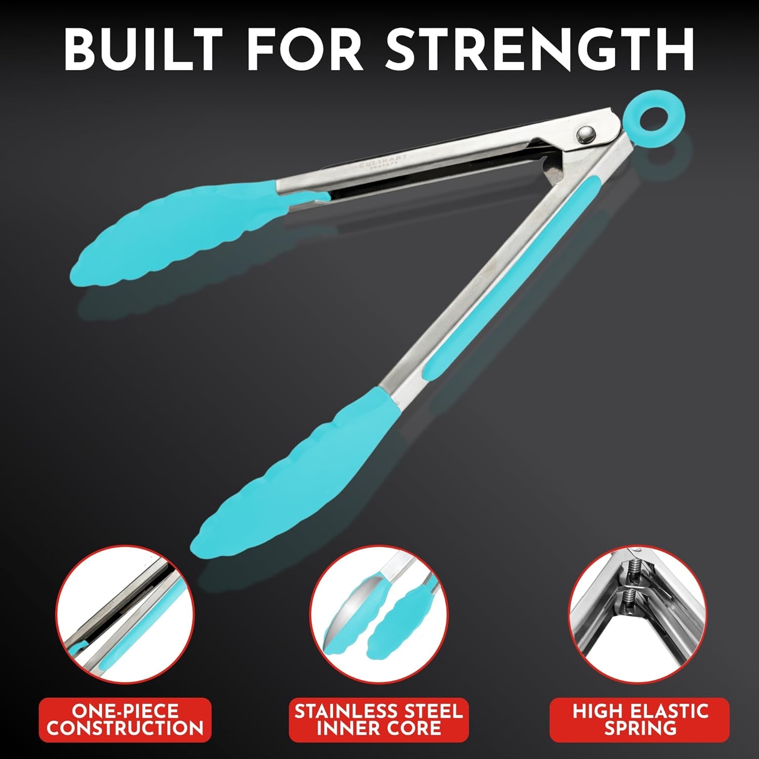 Kitchen Tongs with Silicone Tips Set of 3 Heat Resistant Tongs for Serving Food, 7-Inch, 9-Inch, 12-Inch Locking Silicone Tongs for Cooking, Salad Tong, Aqua Kitchen Utensils