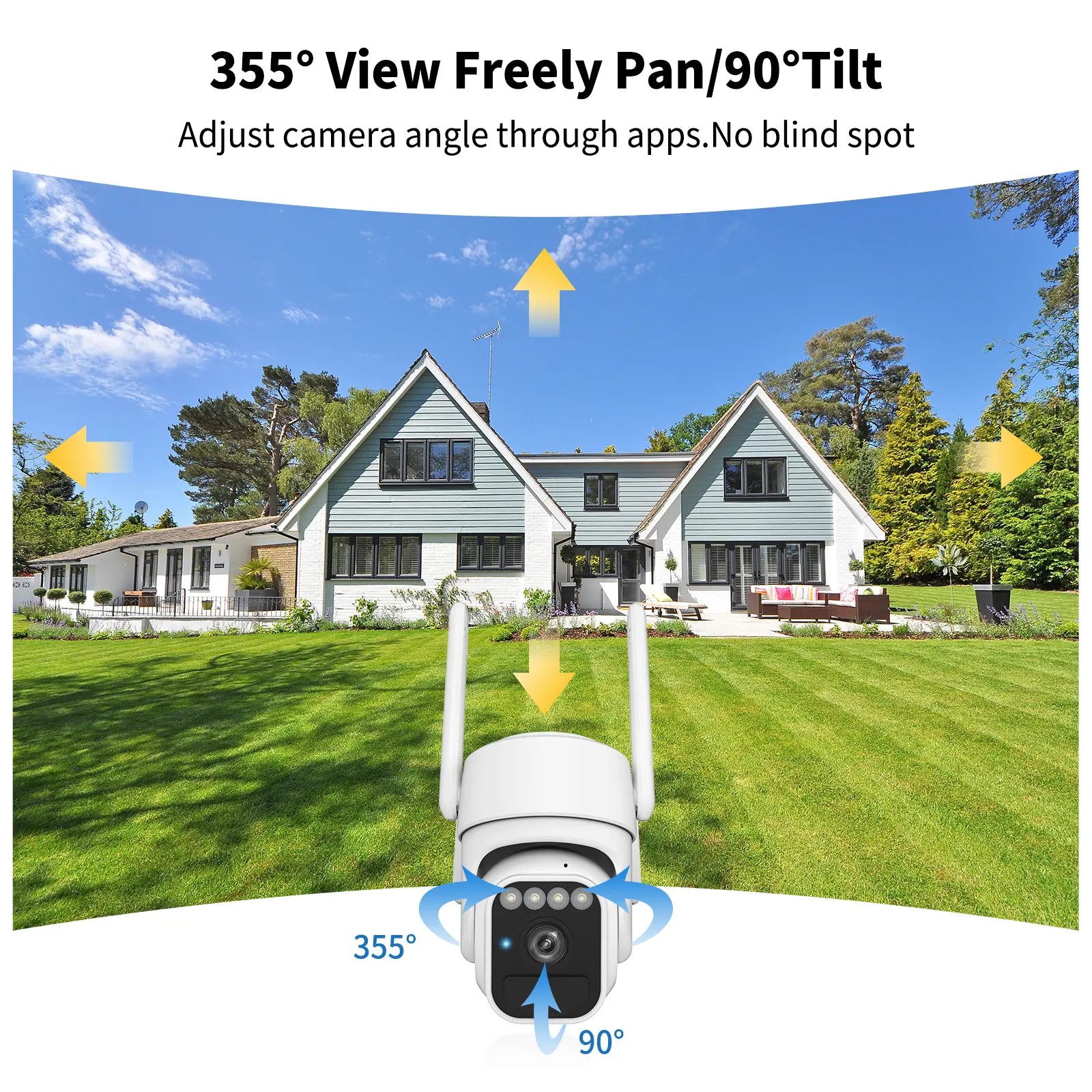 Solar Security Cameras Wireless Outdoor, 360°View, Color Night Vision, Sd/Cloud Storage, Auto Tracking, 2-Way Talk, 2.4Ghz Wifi, IP65 Waterproof
