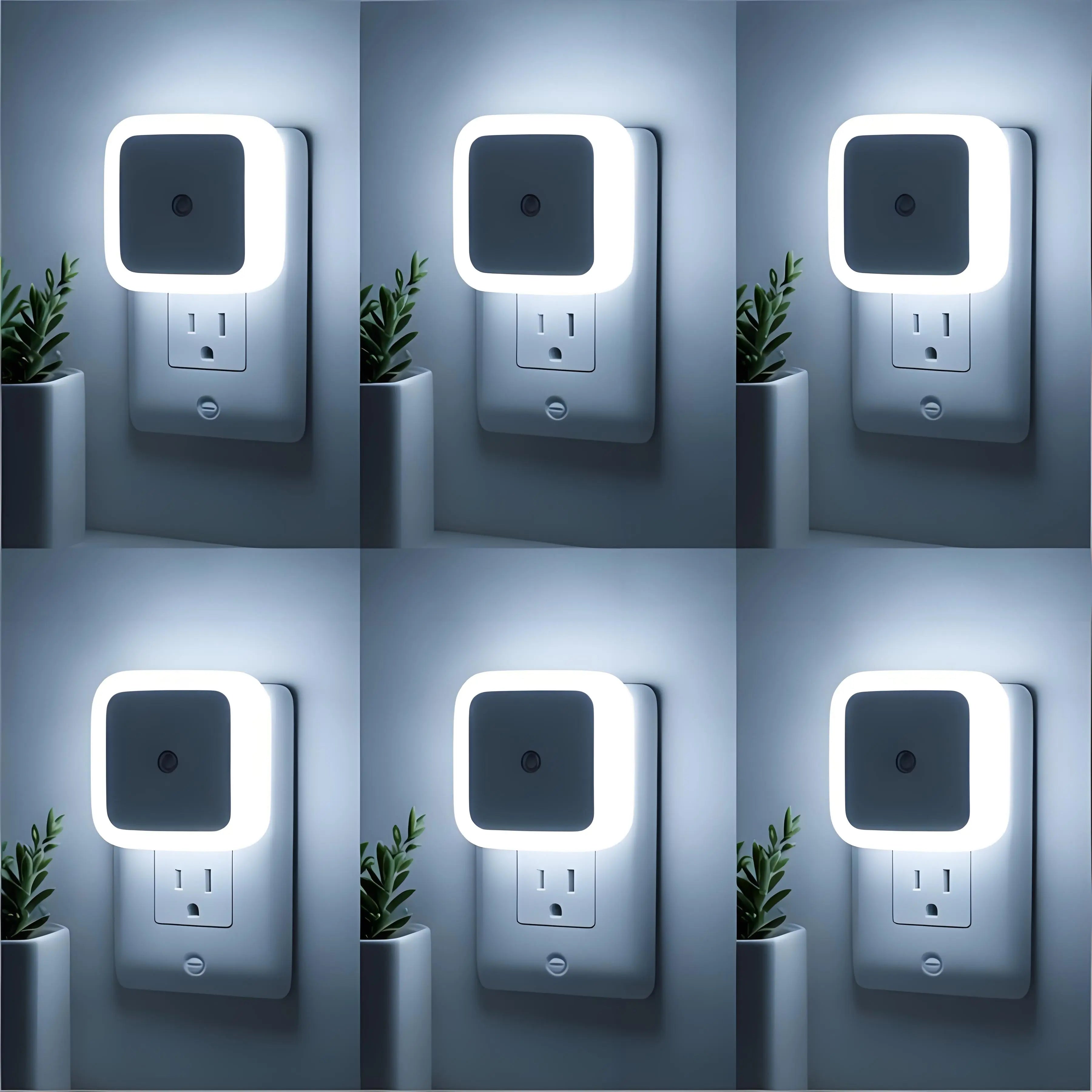 6 Pack LED Night Light Plug-In , Dusk to Dawn Sensor , Energy Saving Night Lights for Bedroom Hallway Bathroom