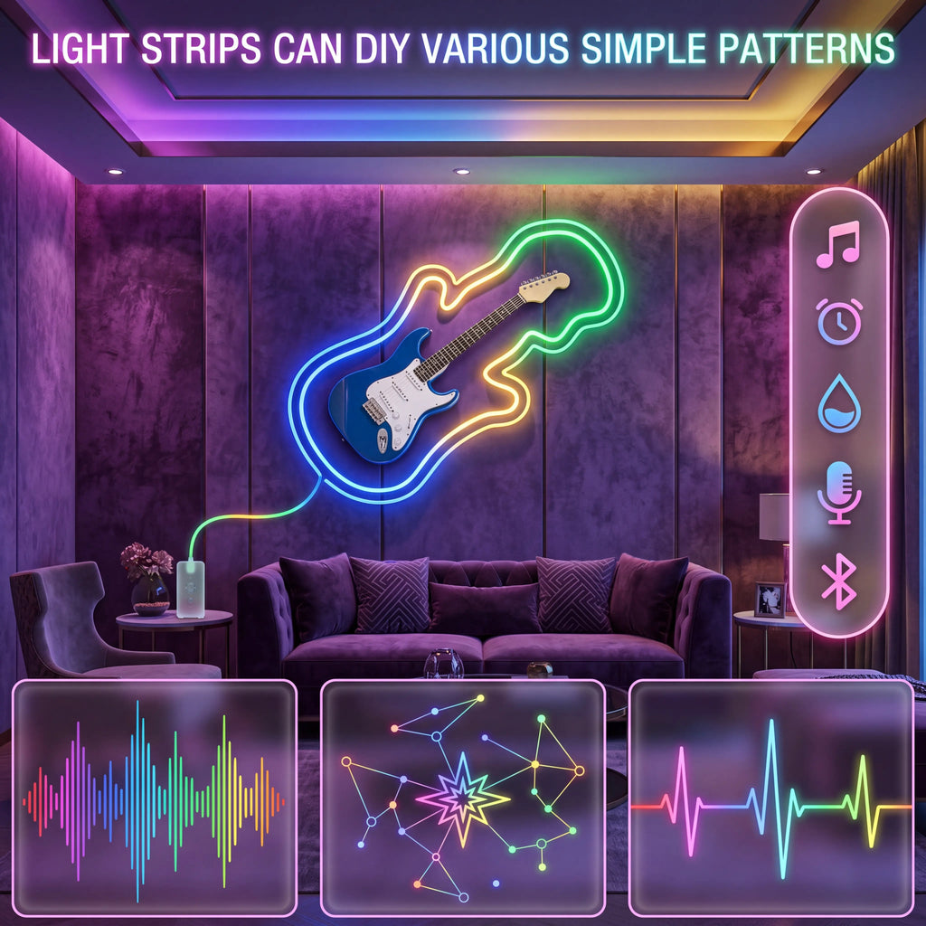5M Rgbic,Neon Light Strip, Bluetooth APP Controlled LED Mood Lighting with Music Sync & Remote Control, USB Powered Lights for Bedroom, Gaming Room & Party Decor
