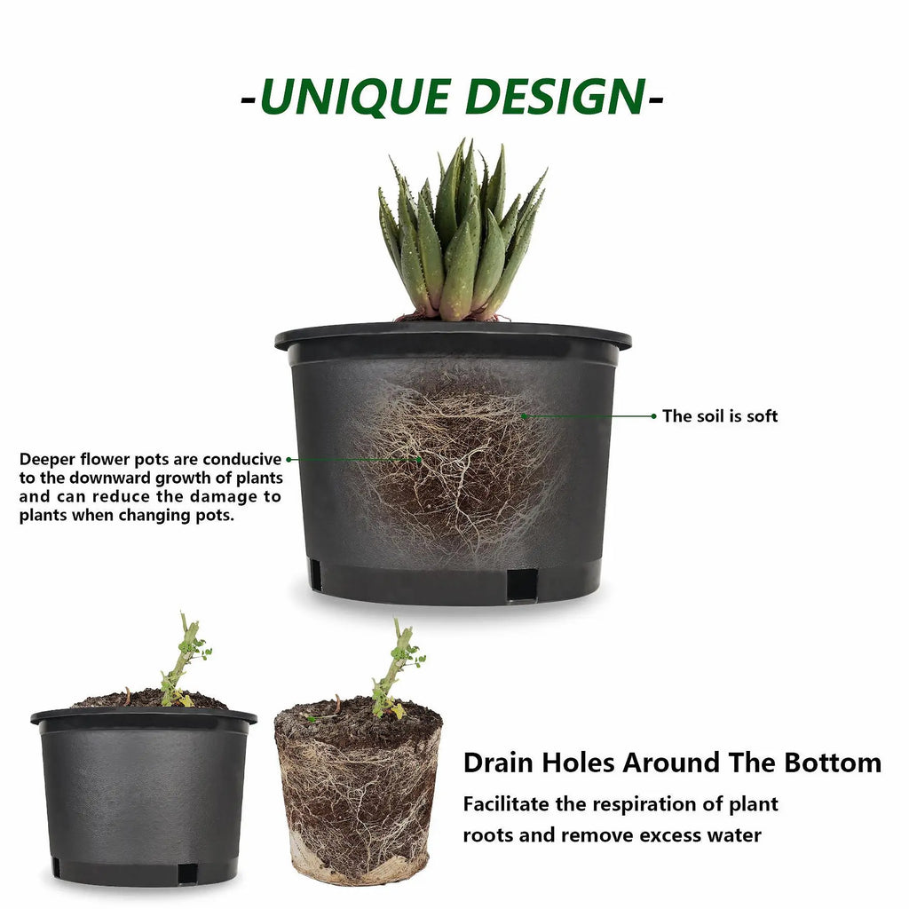 Findmall 10PC Black Trade Gal Root Garden Containers, Premium Nursery Garden Planters, Flower Pots for Home Improvement, Garden Planter, Flower Pot,Summervibes
