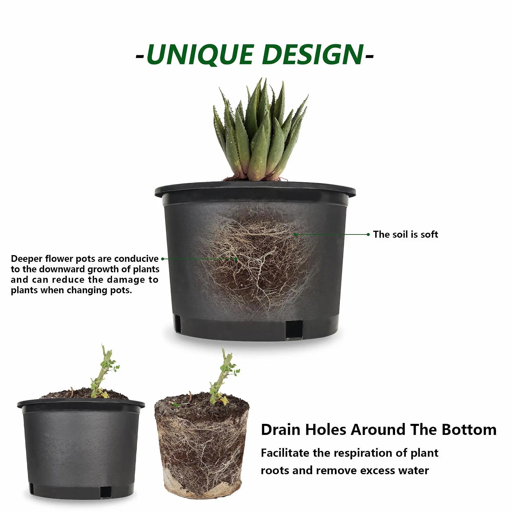 Findmall 10PC Black Trade Gal Root Garden Containers, Premium Nursery Garden Planters, Flower Pots for Home Improvement, Garden Planter, Flower Pot,Summervibes