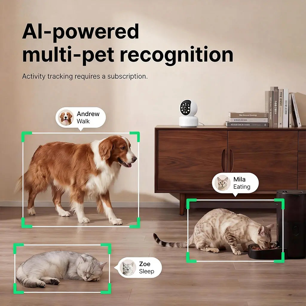 【Pet Monitoring】Hawkray Smart Pet Monitor for Multi-Pet Homes | 360° Coverage | 3MP 2K HD | AI Pet Recognition | 2-Way Audio & Home Security​