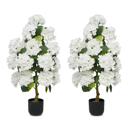 2 Pcs 3Ft Artificial Hydrangea Flower Pot, Realistic Silk Hydrangea Flower Tree with Decorative Pebbles and Planter, Suitable for Home, Office, Patio, Porch, Indoor and Outdoor Decoration Tiktokshopspringglowup