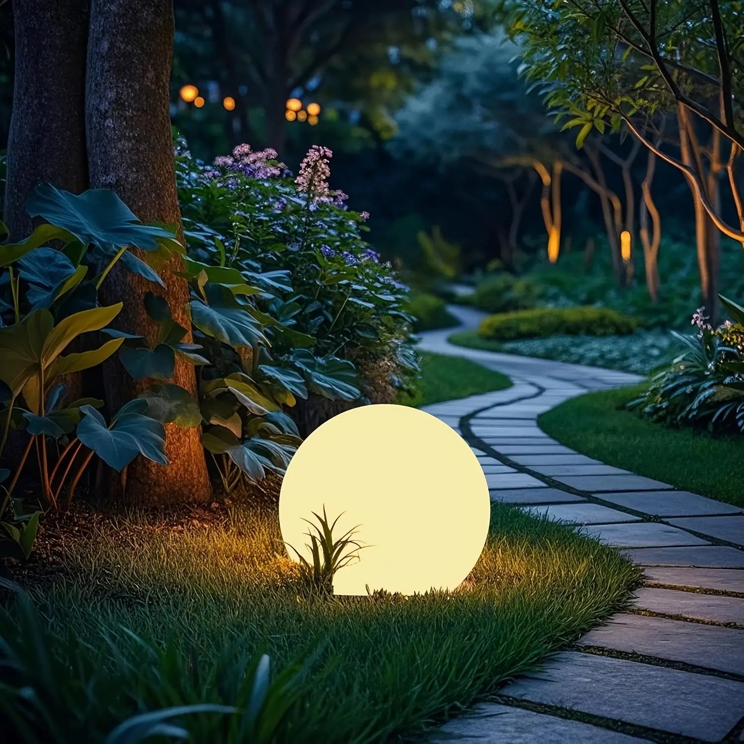 Hoodink 8-In Solar Globe Light Outdoor, Waterproof Solar Ball Light for outside W/Remote, 16 RGB Color Changing Glowing Orb Lamp Landscape Lighting Mood Lamp W/Ground Stake for Garden Patio Yard Pathway Decor Mothersdaygiftideas