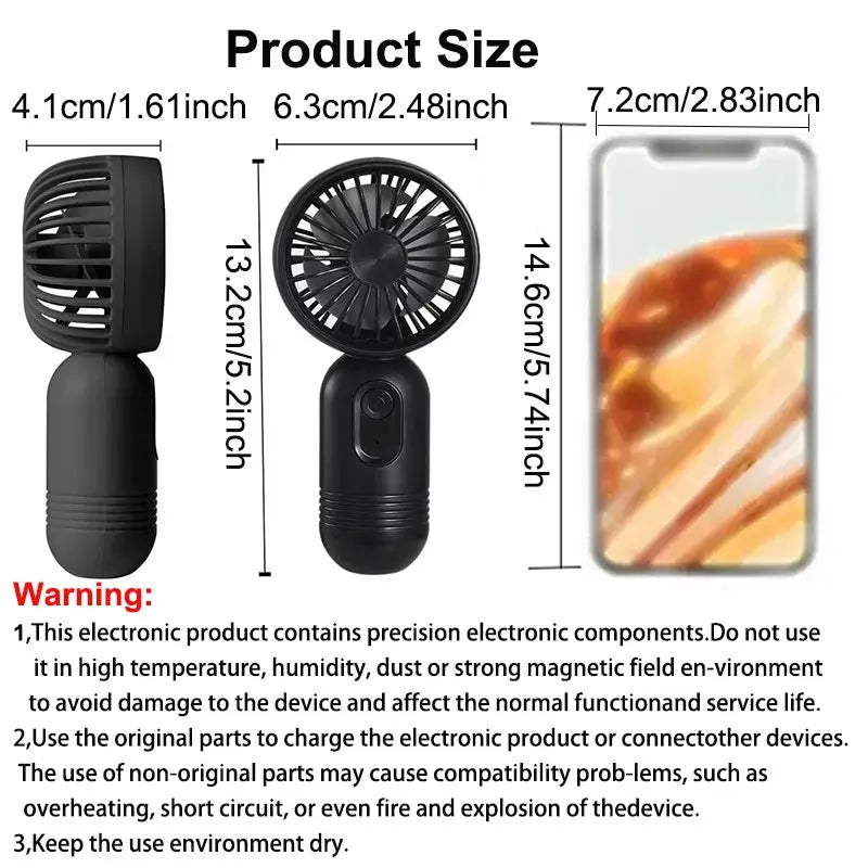 Portable Handheld Fan, USB Rechargeable Fan with 3 Speed Modes, Mini Electric Fan Eyelash Fan Small Personal Fan for Stylish Girl Kids Women Men Travel Bedroom Multiple Colors Available Office Outdoor Travel Camping