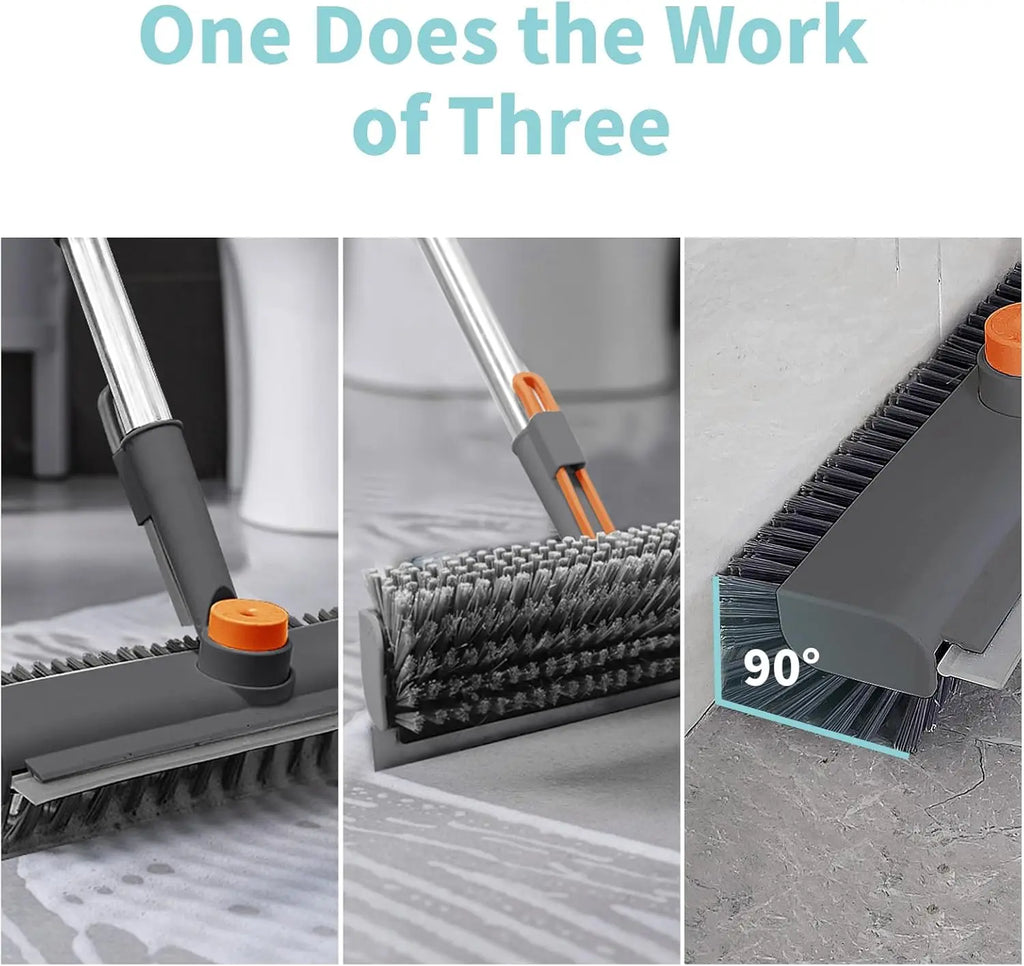 AIR U Floor Scrub Brush Bathtub Brush with Long Handle 3 in 1 Scrape and Heavy-Duty Stiff Bristle Scrubber Brush for Cleaning Shower Bathroom Patio Garage Kitchen Wall and Deck Cleaning Supplies for Home Essential Items for Home Christmas Gifts