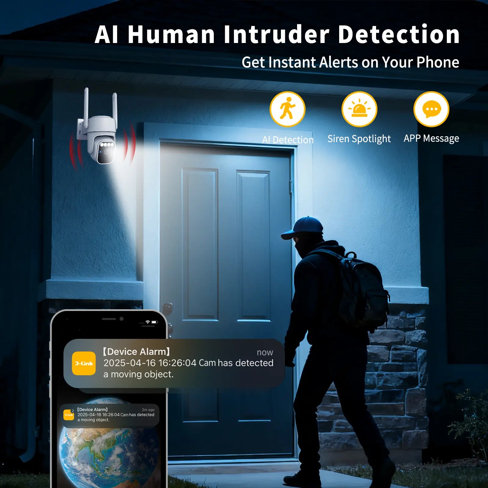 Solar Security Cameras Wireless Outdoor, 360°View, Color Night Vision, Sd/Cloud Storage, Auto Tracking, 2-Way Talk, 2.4Ghz Wifi, IP65 Waterproof