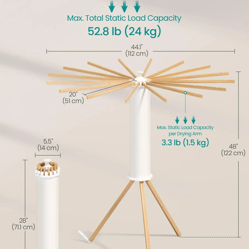 SONGMICS Clothes Drying Rack Foldable, Rotary Tripod Laundry Drying Rack, Rotatable Portable Floor Standing Clothes Airer, Laundry Room Balcony