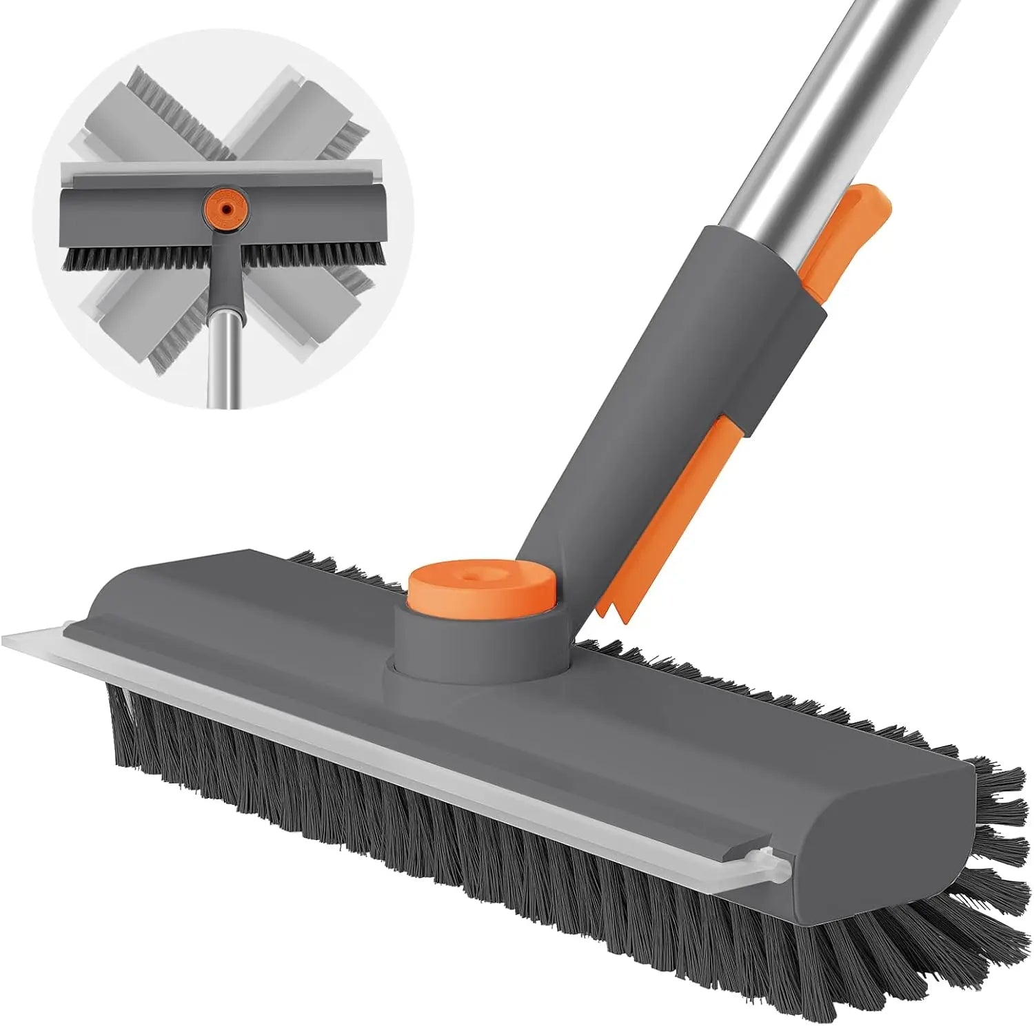 AIR U Floor Scrub Brush Bathtub Brush with Long Handle 3 in 1 Scrape and Heavy-Duty Stiff Bristle Scrubber Brush for Cleaning Shower Bathroom Patio Garage Kitchen Wall and Deck Cleaning Supplies for Home Essential Items for Home Christmas Gifts