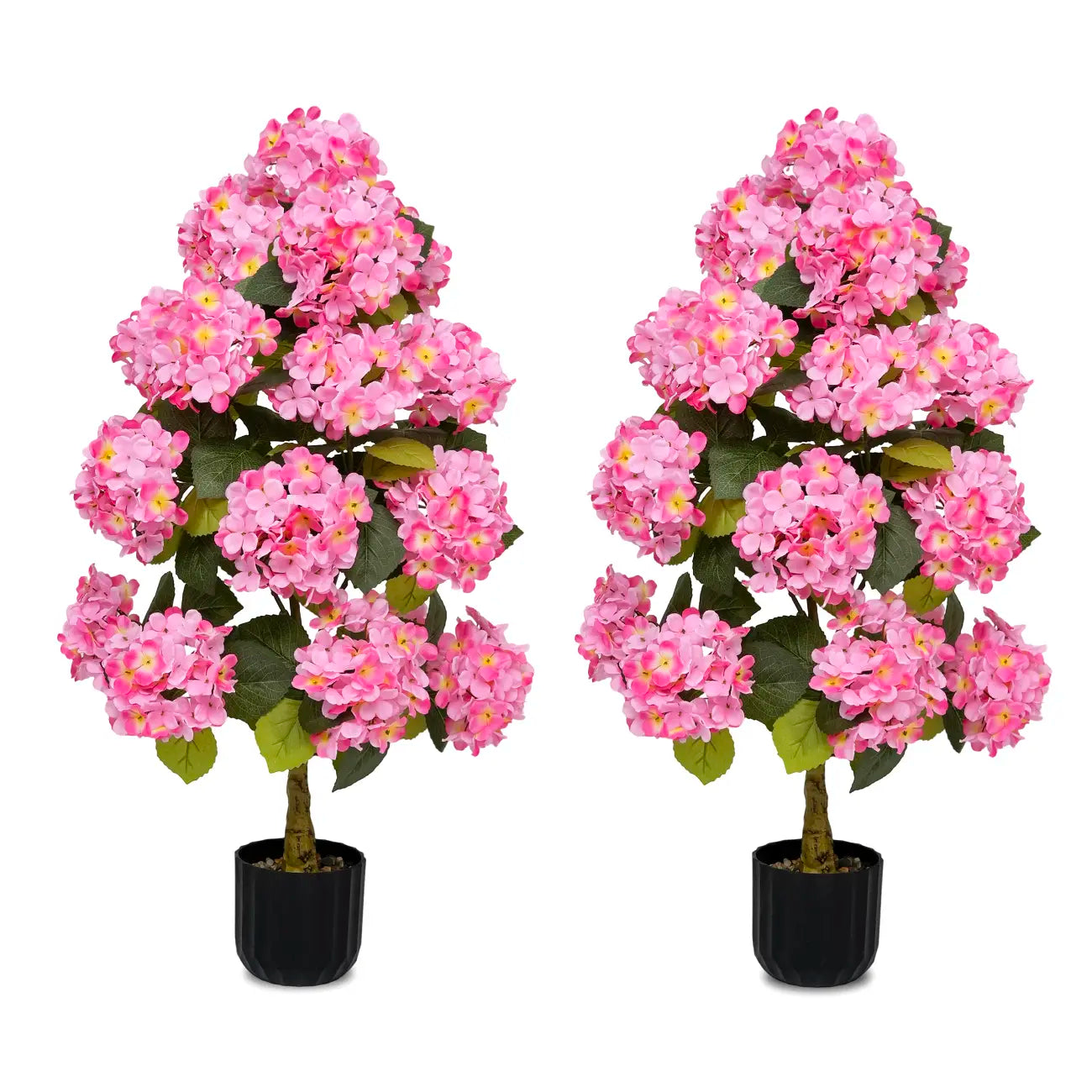 2 Pcs 3Ft Artificial Hydrangea Flower Pot, Realistic Silk Hydrangea Flower Tree with Decorative Pebbles and Planter, Suitable for Home, Office, Patio, Porch, Indoor and Outdoor Decoration Tiktokshopspringglowup