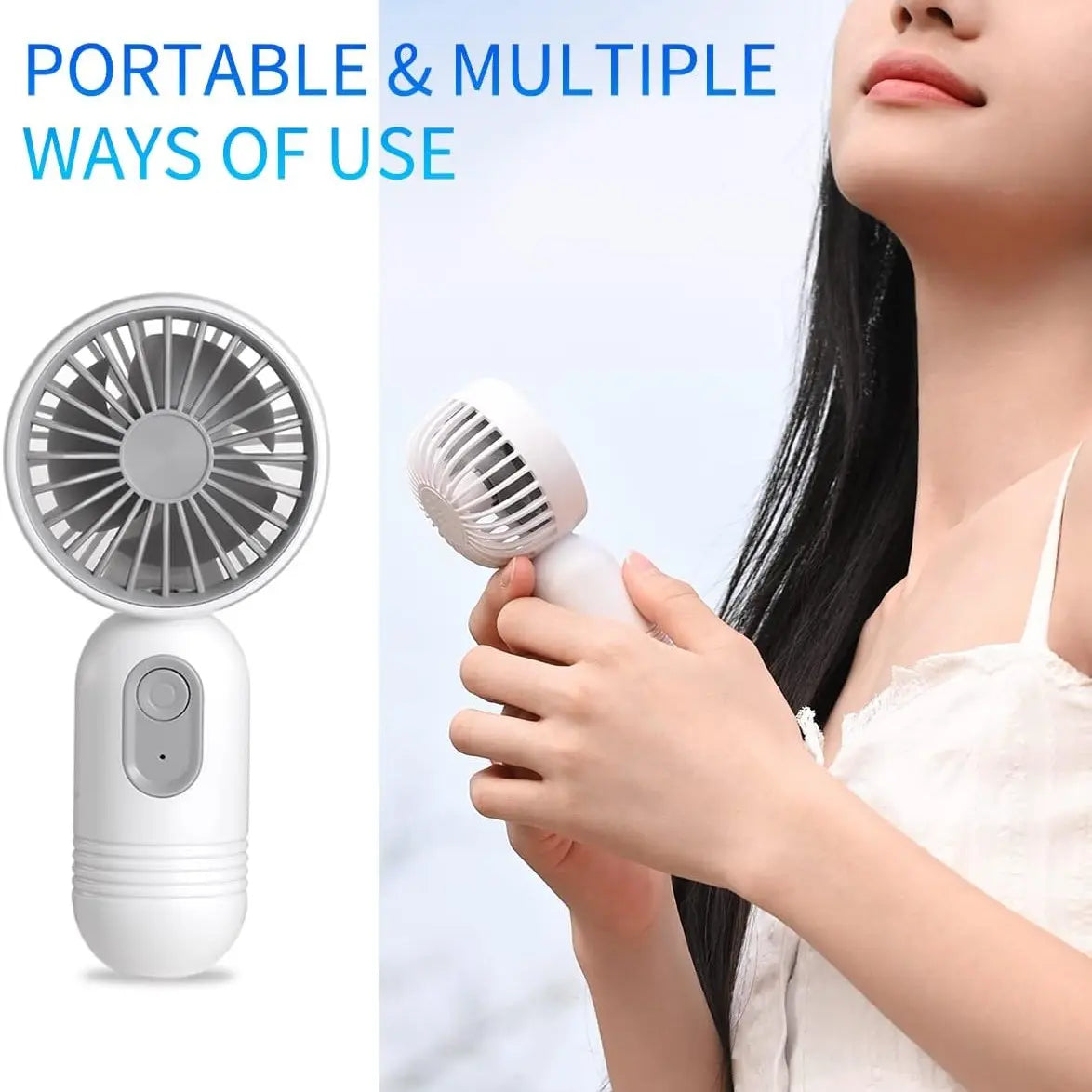 Portable Handheld Fan, USB Rechargeable Fan with 3 Speed Modes, Mini Electric Fan Eyelash Fan Small Personal Fan for Stylish Girl Kids Women Men Travel Bedroom Multiple Colors Available Office Outdoor Travel Camping