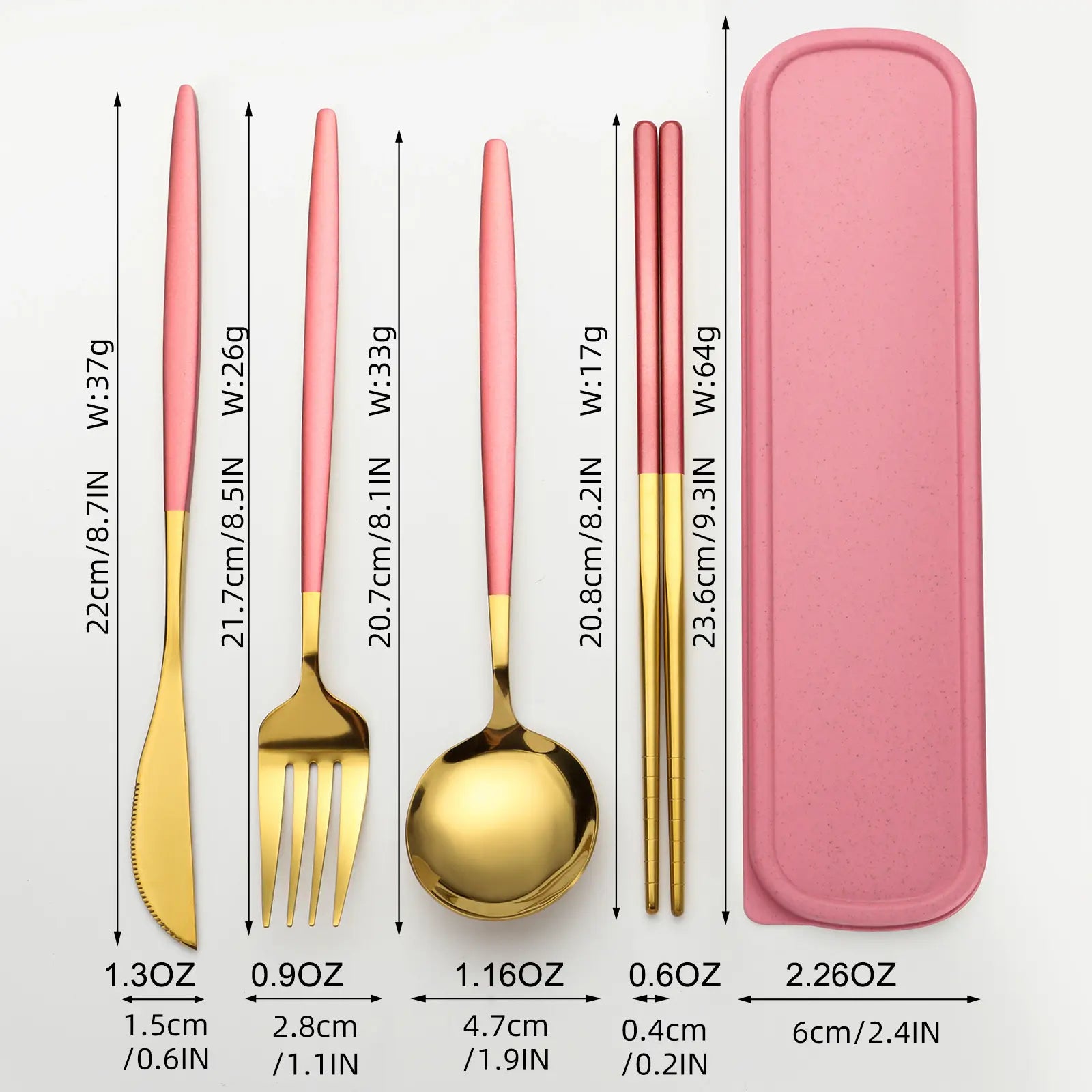 4-Piece Stainless Steel Gold Cutlery Set with Storage Box, Portable Reusable Utensils for Home, Office, School, Camping and Travel, Household Tableware for Daily Use #GLOBAL PICKS