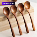 Natural Wooden Spoon Set, 4/6 Counts Durable Eco‑Friendly Long-Handle Cooking Spoons in Multiple Sizes for Kitchen Cooking, Baking and Serving Kitchen Utensils Tool Wooden Cooking Tools #GLOBAL PICKS