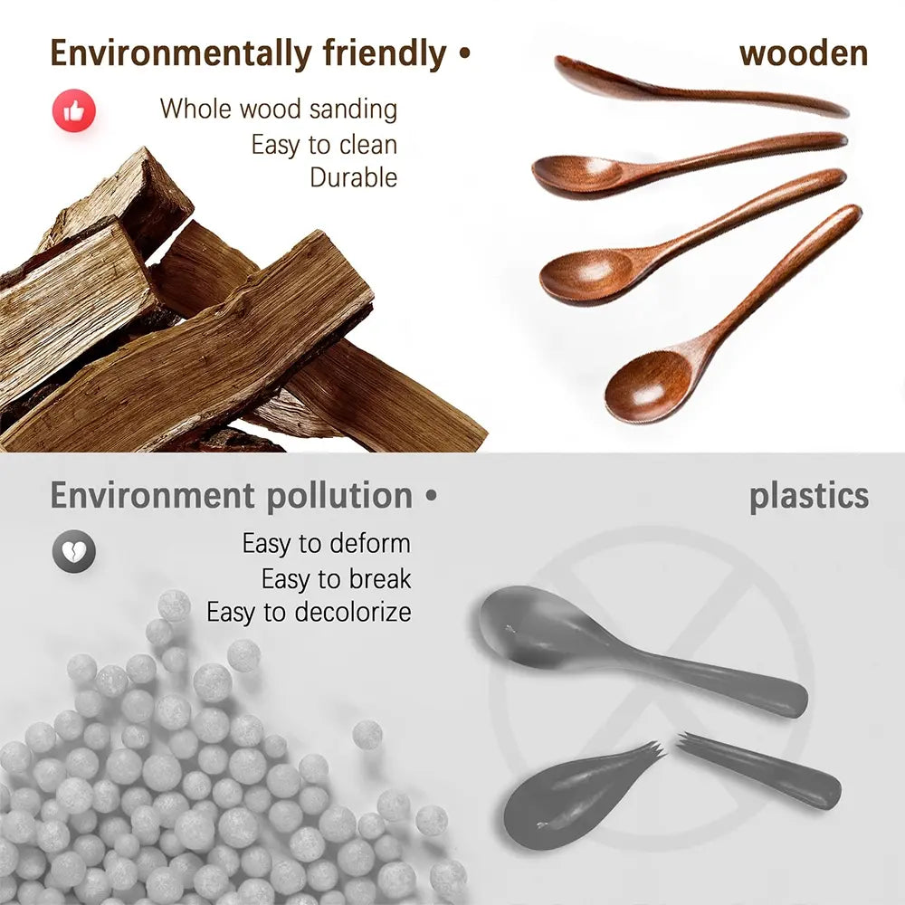Natural Wooden Spoon Set, 4/6 Counts Durable Eco‑Friendly Long-Handle Cooking Spoons in Multiple Sizes for Kitchen Cooking, Baking and Serving Kitchen Utensils Tool Wooden Cooking Tools #GLOBAL PICKS