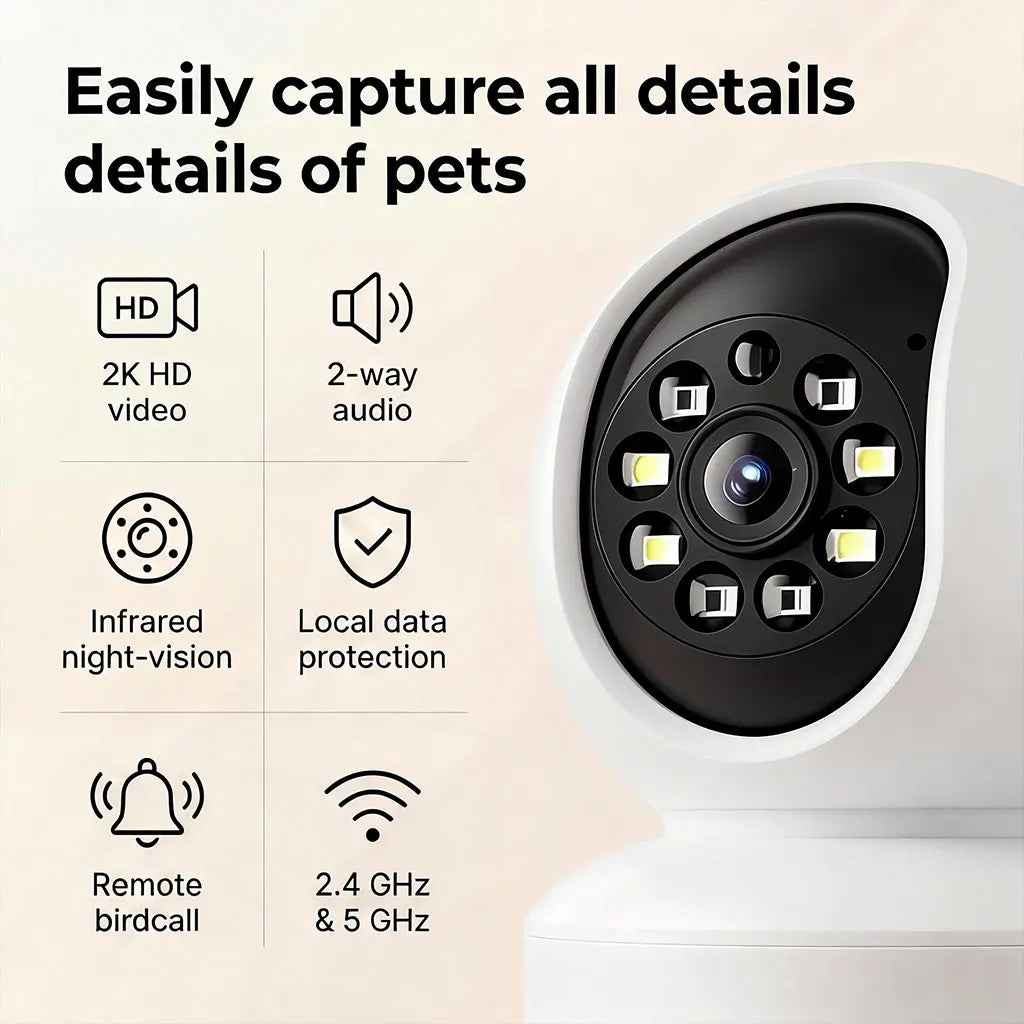 【Pet Monitoring】Hawkray Smart Pet Monitor for Multi-Pet Homes | 360° Coverage | 3MP 2K HD | AI Pet Recognition | 2-Way Audio & Home Security​