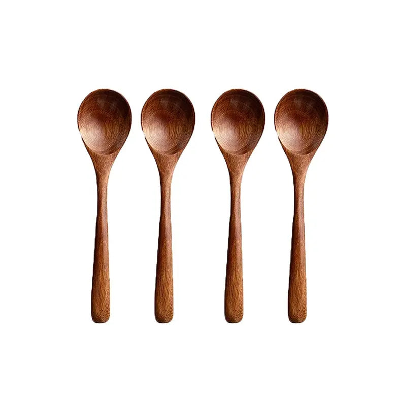 Natural Wooden Spoon Set, 4/6 Counts Durable Eco‑Friendly Long-Handle Cooking Spoons in Multiple Sizes for Kitchen Cooking, Baking and Serving Kitchen Utensils Tool Wooden Cooking Tools #GLOBAL PICKS