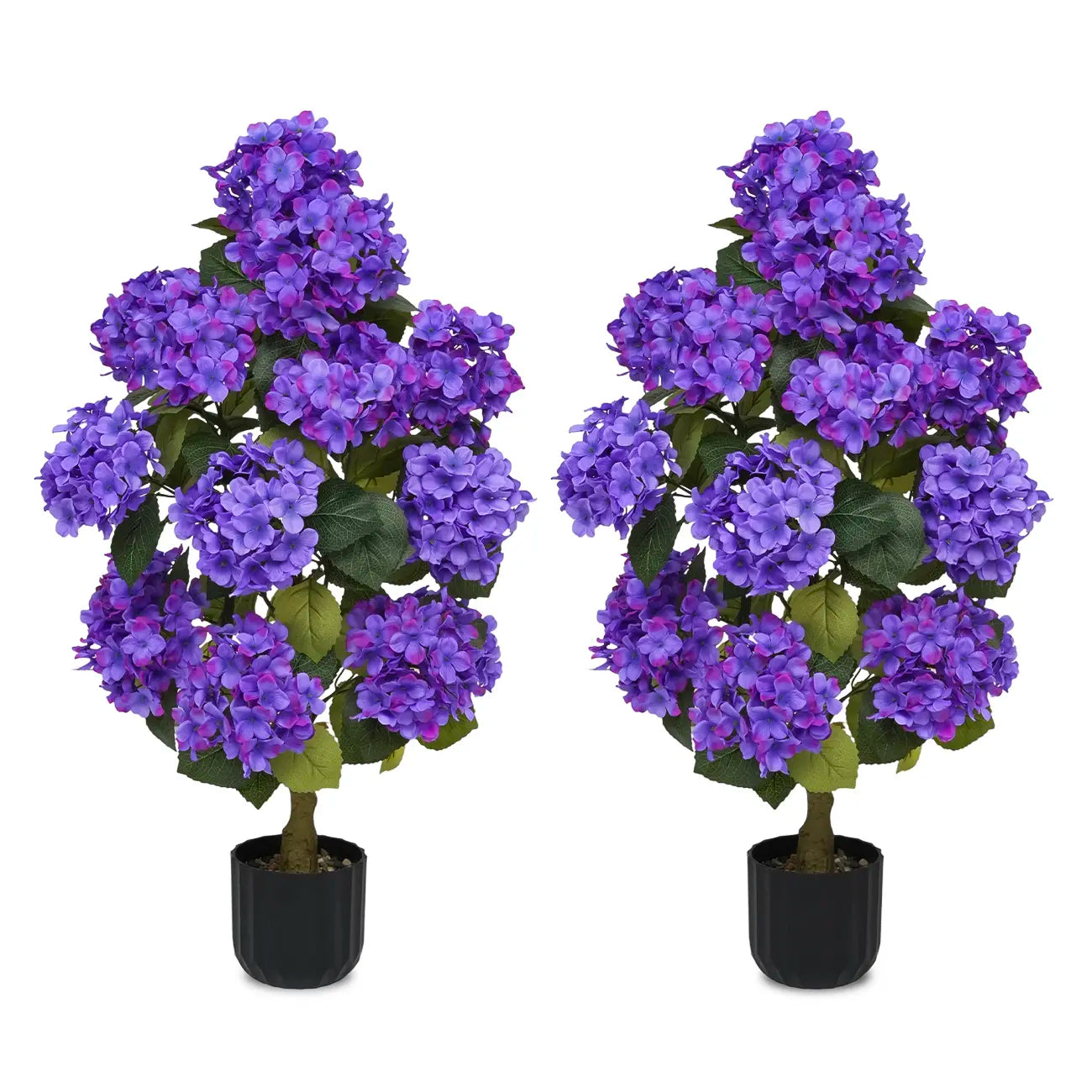2 Pcs 3Ft Artificial Hydrangea Flower Pot, Realistic Silk Hydrangea Flower Tree with Decorative Pebbles and Planter, Suitable for Home, Office, Patio, Porch, Indoor and Outdoor Decoration Tiktokshopspringglowup