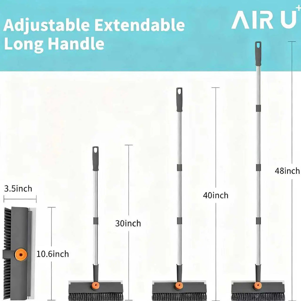 AIR U Floor Scrub Brush Bathtub Brush with Long Handle 3 in 1 Scrape and Heavy-Duty Stiff Bristle Scrubber Brush for Cleaning Shower Bathroom Patio Garage Kitchen Wall and Deck Cleaning Supplies for Home Essential Items for Home Christmas Gifts