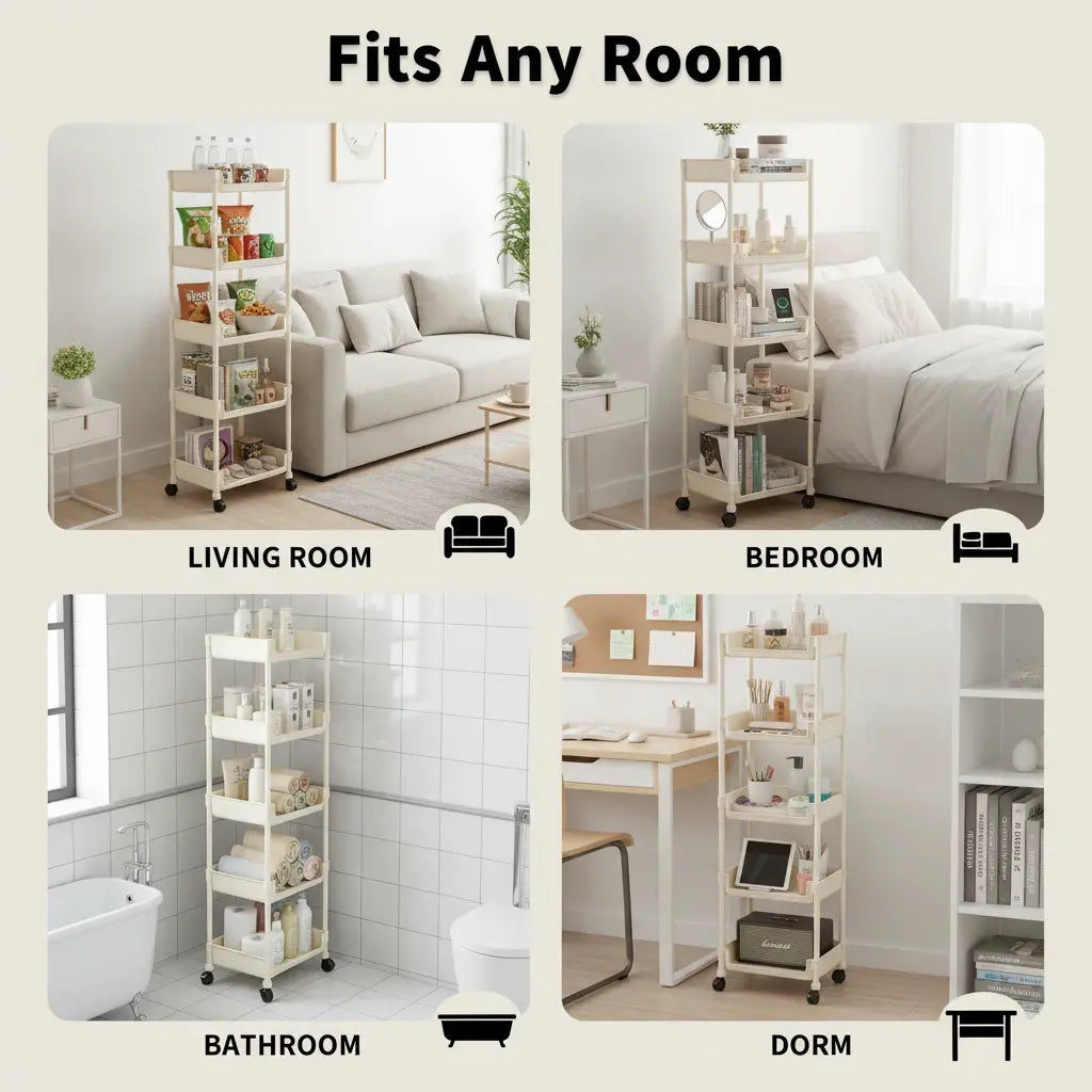 #Multifunctional Multi-Layer Plastic Storage Cartwith Wheels, Layered Shelf Organizer for Bedroom Bathroom Living Room, Adjustablestanding Shelf Suction Cup Sponge Holder for Kitchen Sink Semiannual Sale 2025 Easy Install Kit Glove Clip Cas Oz Sce
