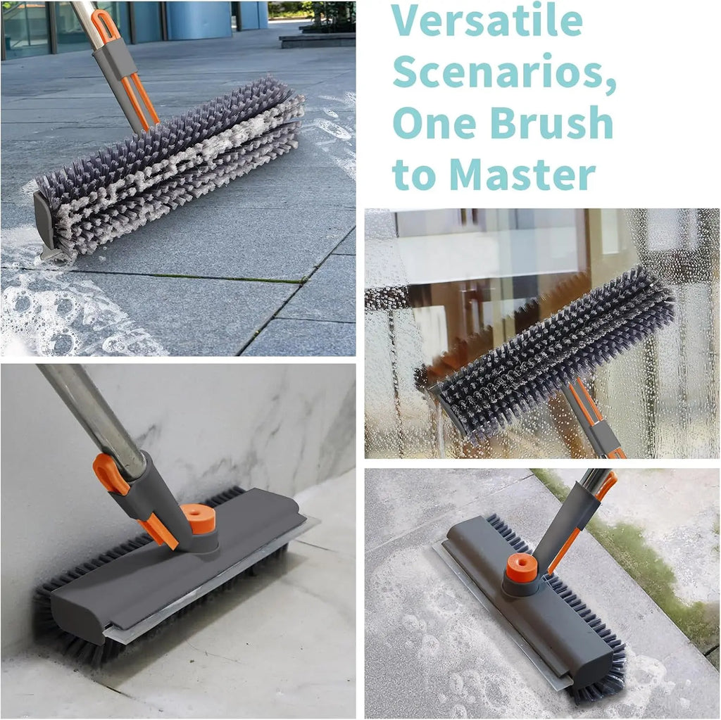 AIR U Floor Scrub Brush Bathtub Brush with Long Handle 3 in 1 Scrape and Heavy-Duty Stiff Bristle Scrubber Brush for Cleaning Shower Bathroom Patio Garage Kitchen Wall and Deck Cleaning Supplies for Home Essential Items for Home Christmas Gifts