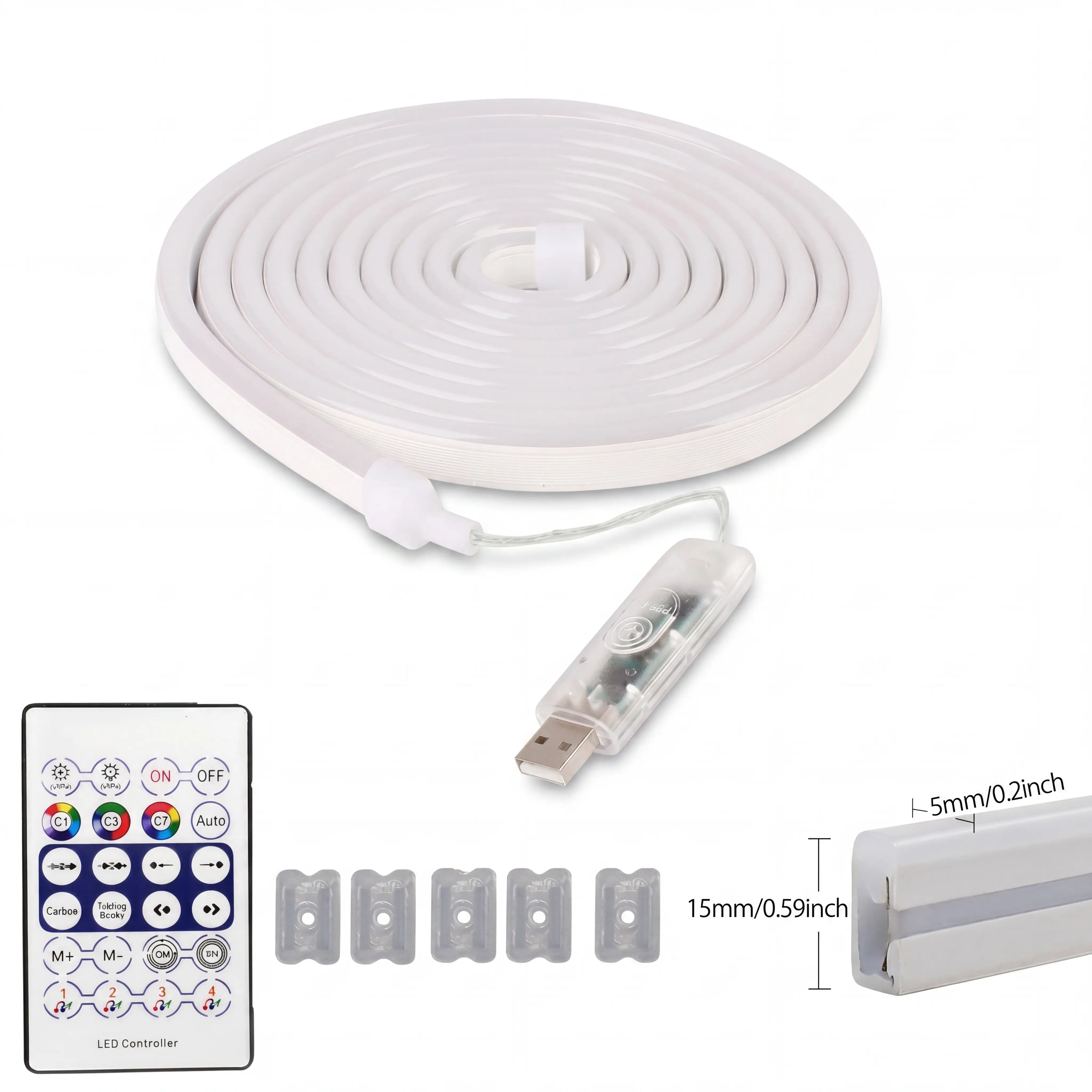 5M Rgbic,Neon Light Strip, Bluetooth APP Controlled LED Mood Lighting with Music Sync & Remote Control, USB Powered Lights for Bedroom, Gaming Room & Party Decor
