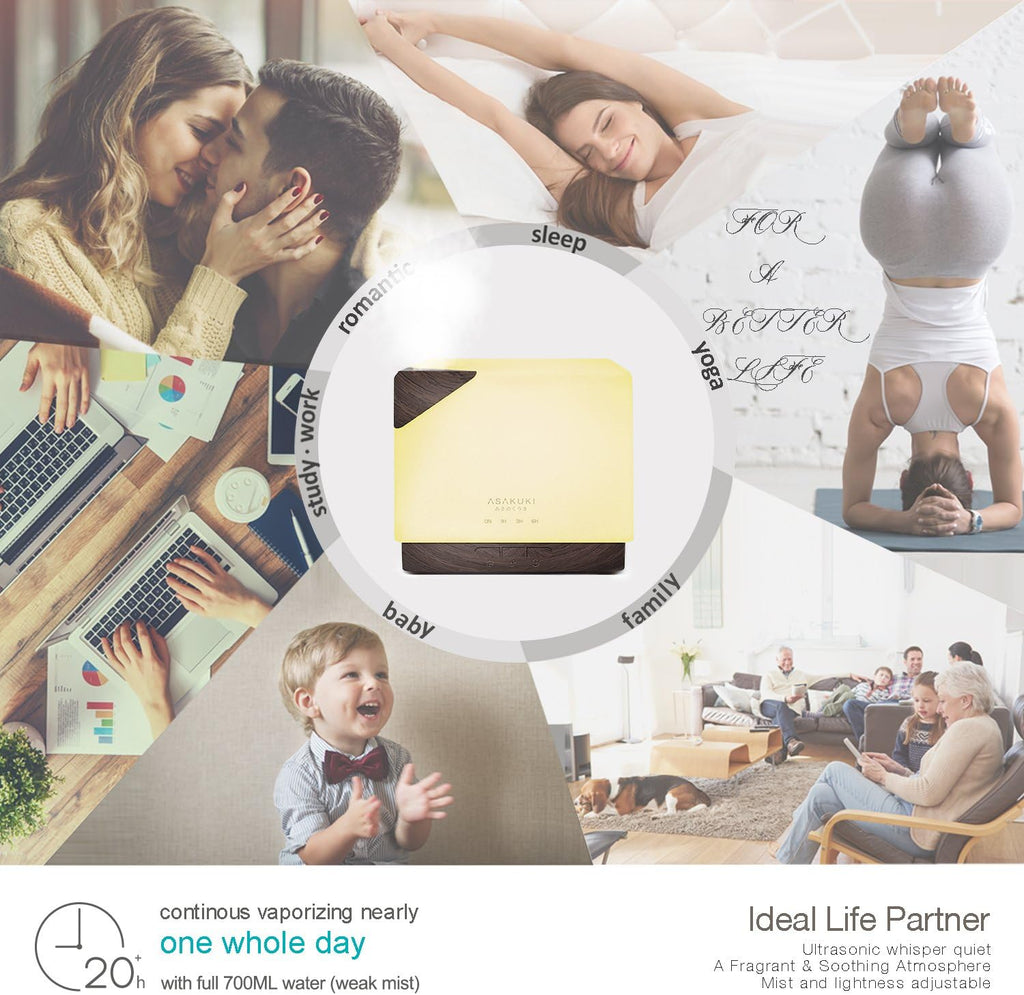 700 Ml Premium, Essential Oil Diffuser, Quiet 5-In-1 Humidifier, Natural Home Fragrance Diffuser - Black