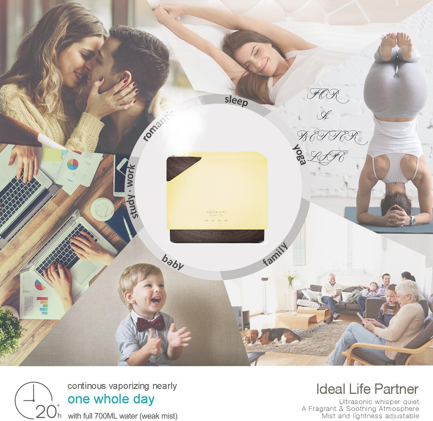 700 Ml Premium, Essential Oil Diffuser, Quiet 5-In-1 Humidifier, Natural Home Fragrance Diffuser - Black