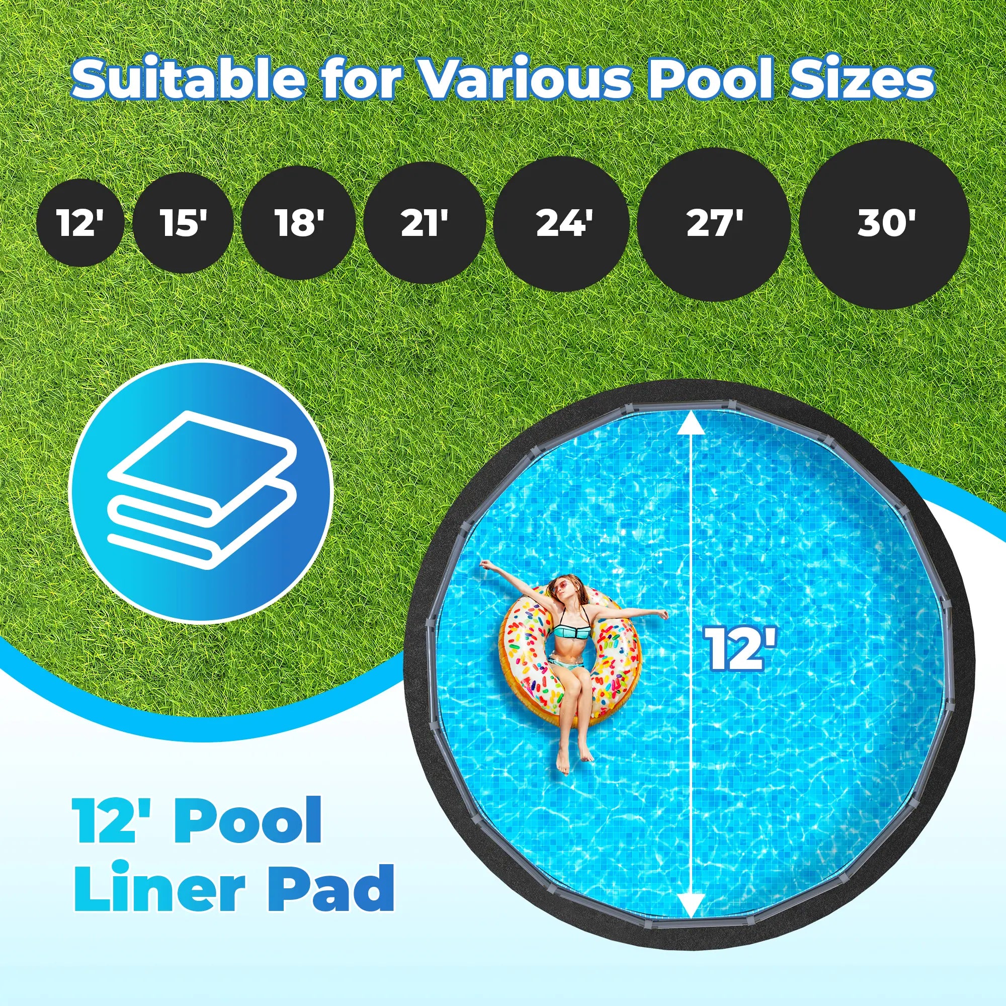 Aquajoyer Thicker Heavy Duty Pool Liner Pad for above Ground Pool, Pool Padding Underlayment for Pool Bottom, Protects Pool Prevents Punctures Weed Barrier Comfortable Underfoot